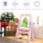 Dvipusė vaikų mokymosi lenta baltu ir kreidiniu paviršiumi (Violetinė)