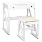 Kompaktiškas kosmetikos staliukas su 9 skyreliais ir veidrodžiu (Balta)