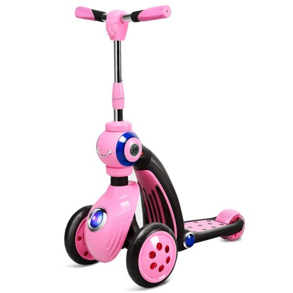 Dviračio riedlentė 2in1 vaikams su LED ratais (Rožinė)