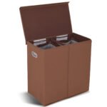 Sulankstomas skalbinių krepšys su dviem skyriais ir dangčiu (Ruda)