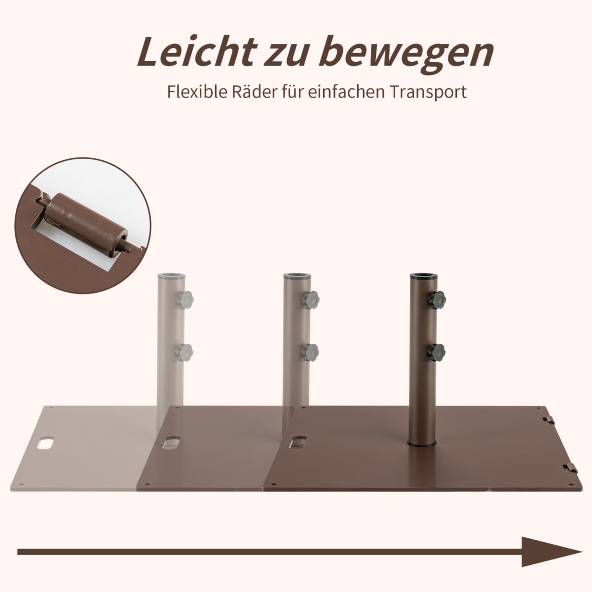 Nešiojamas skėčių stovas su ratukais (Ruda)