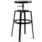 2 vnt. Apvalių reguliuojamo aukščio baro kėdžių su atrama kojoms (Juoda)
