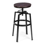 2 vnt. Apvalių reguliuojamo aukščio baro kėdžių su atrama kojoms (Juoda)