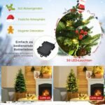 Kalėdinė mini eglutė su LED žiburiais ir puošmenomis 90 cm (Žalia)