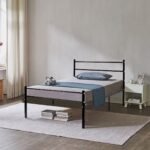 Metalinė vienvietė lova vaikams ir paaugliams (Juoda)