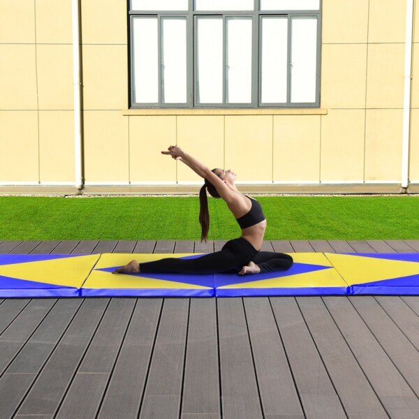 Sulankstomas minkšto pagrindo gimnastikos kilimėlis 300 x 120 x 5 cm (Mėlyna ir geltona)