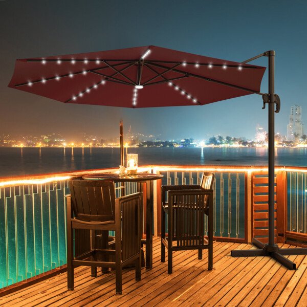 LED terasos skėtis nuo saulės 300 cm (Vyno raudona)