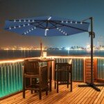 Laistomasis skėtis su LED apšvietimu ir šonine rankenėle (Mėlyna)