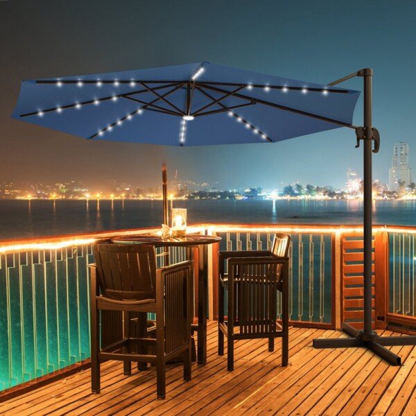 Laistomasis skėtis su LED apšvietimu ir šonine rankenėle (Mėlyna)