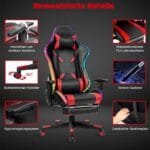 Ergonomiška žaidimų kėdė su reguliuojama atlošo ir ištraukiama kojų atrama (Raudona)