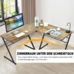 L formos kampinis rašomasis stalas su didele darbo zona (Ruda)