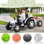 Elektrinis vaikiškas traktorius su priekaba (Balta)