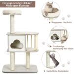 Medinis 117 cm kačių bokštas su platformomis (Pilka)