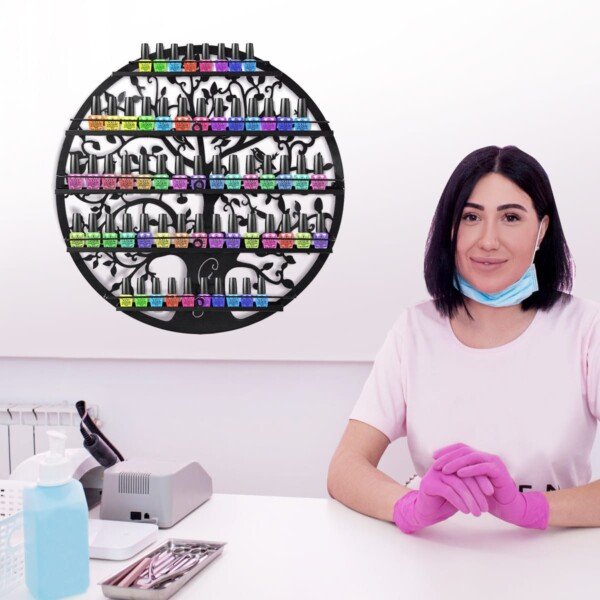 5-pakopų geležinė nagų lako lentyna (Juoda)