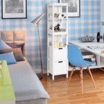 Aukšta vonios spintelė su dviem stalčiais (Balta)