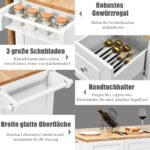 Virtuvės vežimėlis su stalviršiu ir rankšluosčių laikikliu (Balta)