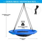 Sodo sūpynės skersmuo 100cm su reguliuojamomis virvėmis (Mėlyna)