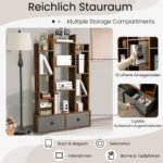 12 pakopų atvira knygų spintelė su stalčiumi (Ruda)