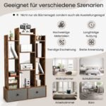 12 pakopų atvira knygų spintelė su stalčiumi (Ruda)