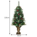 Dirbtinė kalėdinė eglutė su pušies kankorėžiais ir raudonomis uogomis 120 cm (Žalia)