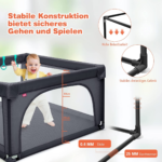 Didelis vaikiškas maniežas su 50 kamuoliukų 120x120 cm (Tamsiai pilka)