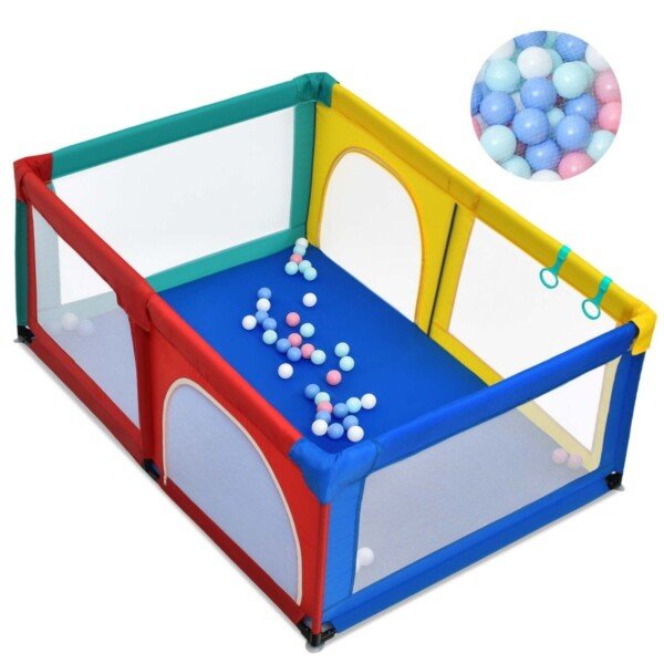 Vaikštynė su 50 kamuoliukų 120 x 190 cm (Spalvota)