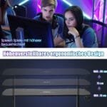 Reguliuojamo aukščio žaidimų stalas su didele anga ir USB jungtimis (Juoda)