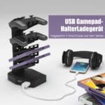 Reguliuojamo aukščio žaidimų stalas su didele anga ir USB jungtimis (Juoda)