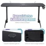 Reguliuojamo aukščio žaidimų stalas su didele anga ir USB jungtimis (Juoda)