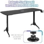 Reguliuojamo aukščio žaidimų stalas su didele anga ir USB jungtimis (Juoda)