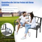 Tvirtas sodo suolas metaliniu rėmu (Juoda)