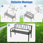 Tvirtas sodo suolas metaliniu rėmu (Juoda)