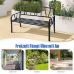 Tvirtas sodo suolas metaliniu rėmu (Juoda)