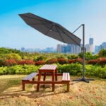 Atverčiamas lauko skėtis su LED apšvietimu (Pilka)