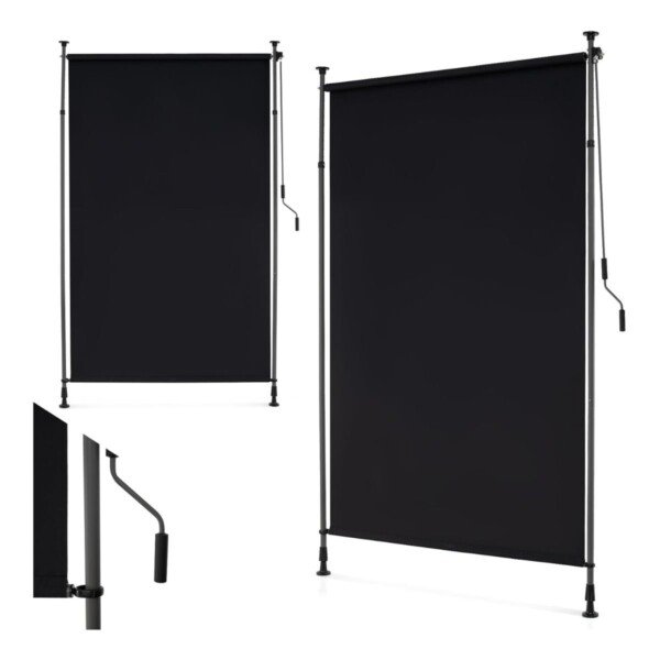 Aukščio reguliavimo vertikali lauko markizė 150 cm (Juoda)