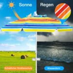 Nešiojamas paplūdimio skėtis nuo saulės 2 2 m su UV apsauga ir puodelio laikikliu (Spalvotas)