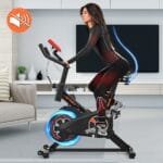 Stacionarus dviratis su 6 kg smagračiu ir LCD ekranėliu (Raudona ir juoda)