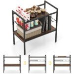 Kompaktiškas konsolinis staliukas su papildomomis lentynomis (Rustikalinė ruda)