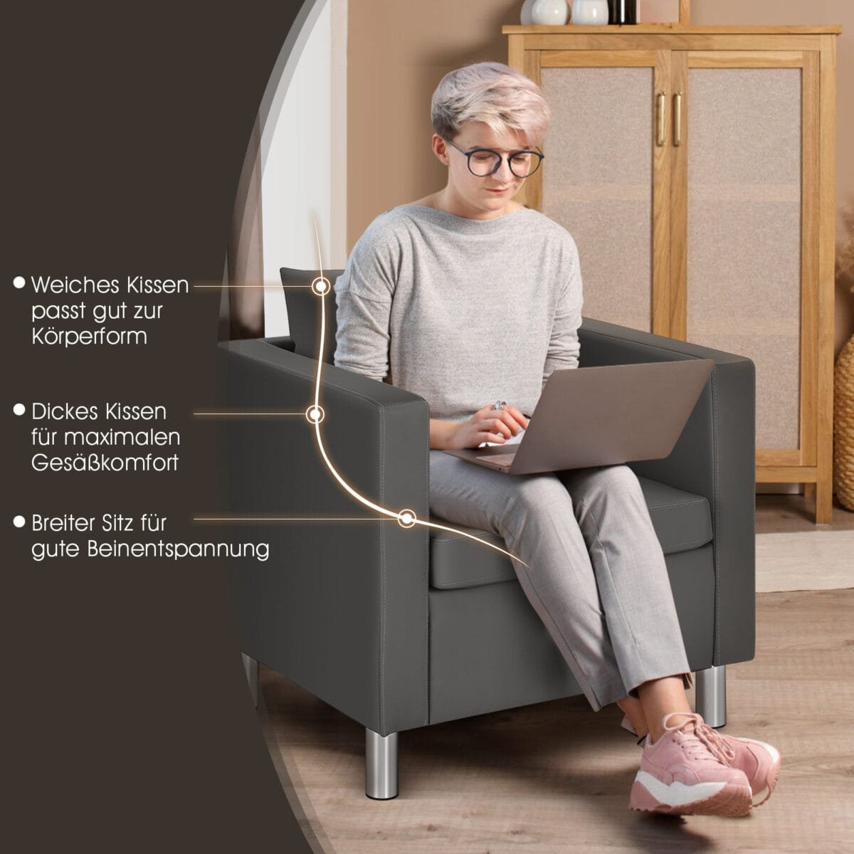 Sofa-fotelis su paminkštinimu (Pilka)