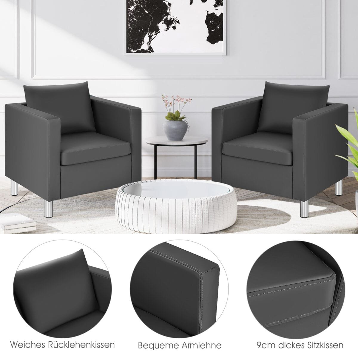 Sofa-fotelis su paminkštinimu (Pilka)