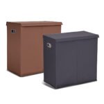 Sulankstoma skalbinių dėžė su dangčiu ir 2 skyriais (Pilka)