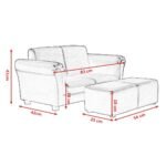 Dvivietė vaikiška sofa su pakoja (Balta)