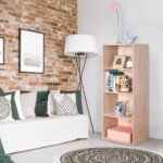 4 skyrių lentyna su ąžuolo imitacija (Ruda)