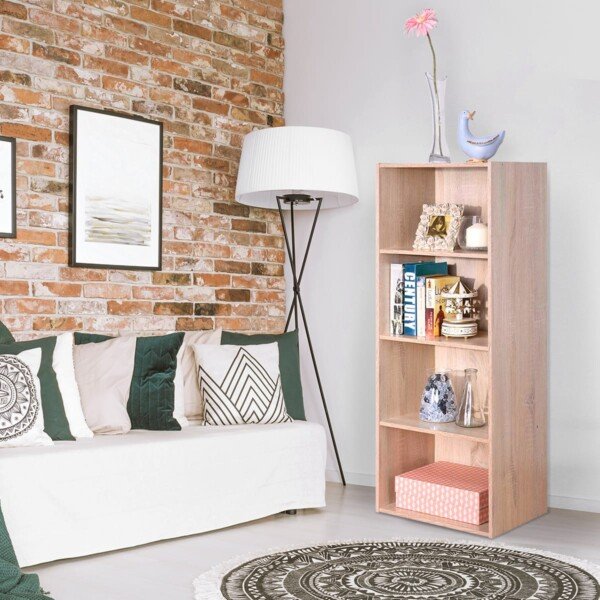 4 skyrių lentyna su ąžuolo imitacija (Ruda)