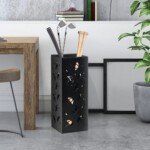 Metalinis stovas skėčiams su kabliukais (Juoda)