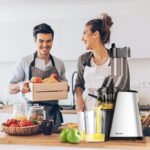 Elektrinė sulčiaspaudė daržovėms ir vaisiams 150W su atbuline eiga (Sidabrinė)