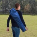 Nešiojama sulankstoma kėdė su atlošu ir puodelių laikikliu (Mėlyna)