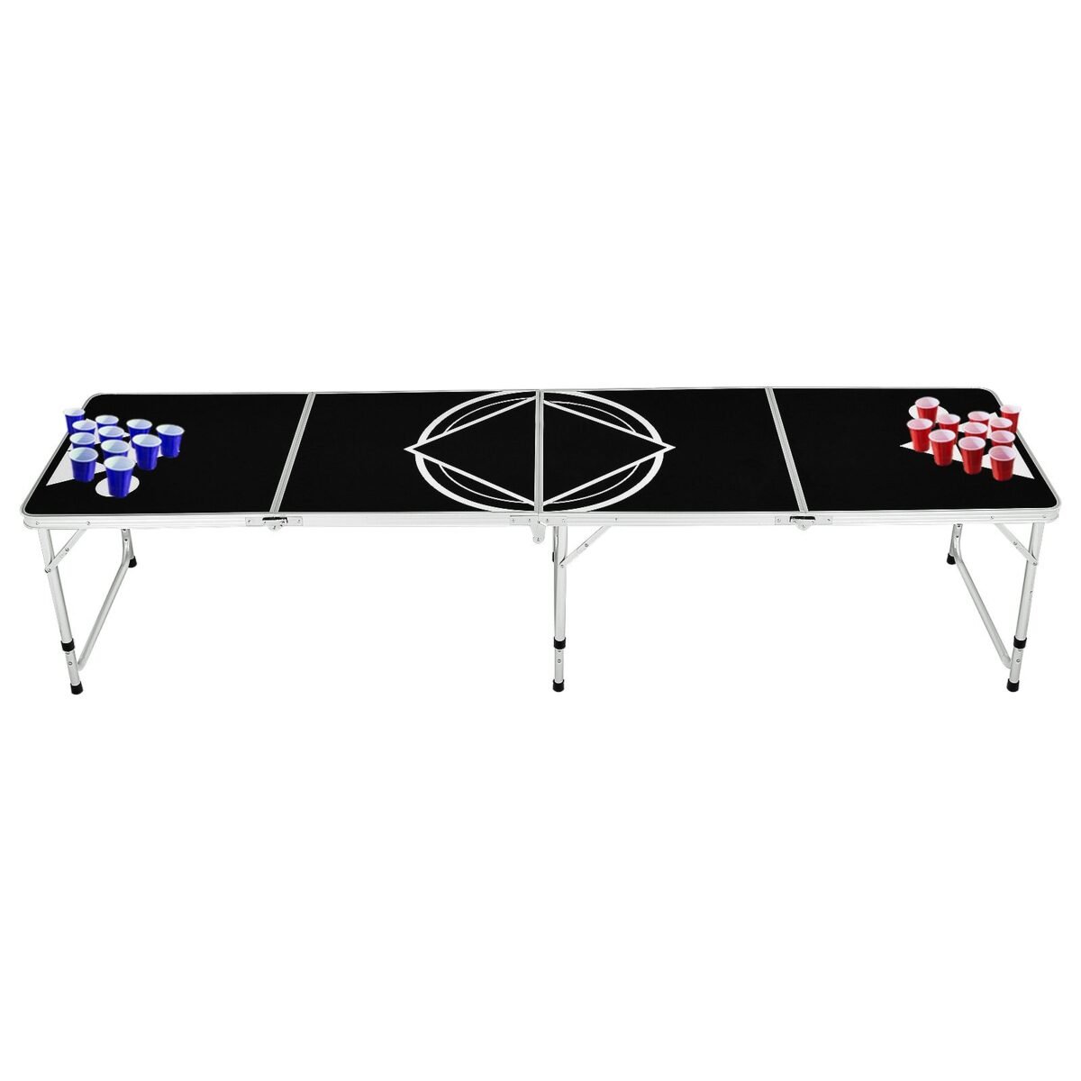 Sulankstomas alaus pong stalviršis reguliuojamas pagal aukštį (Juoda ir balta)