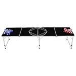 Sulankstomas alaus pong stalviršis reguliuojamas pagal aukštį (Juoda ir balta)