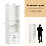 Moderni 6 pakopų knygų lentyna su stalčiais (Balta)